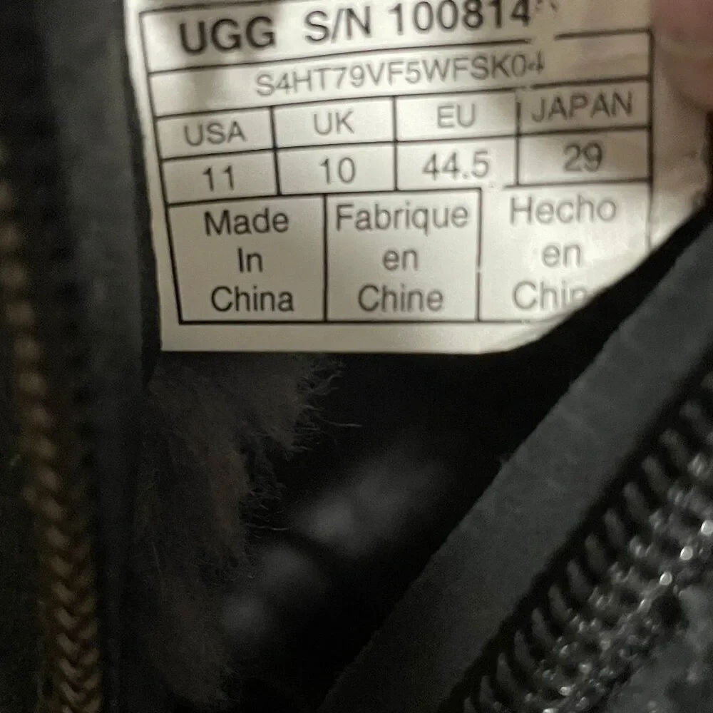 Ugg Hendren 1008140 Black LEATHER Waterproof Zip Ankle Boots Men's Sz 11